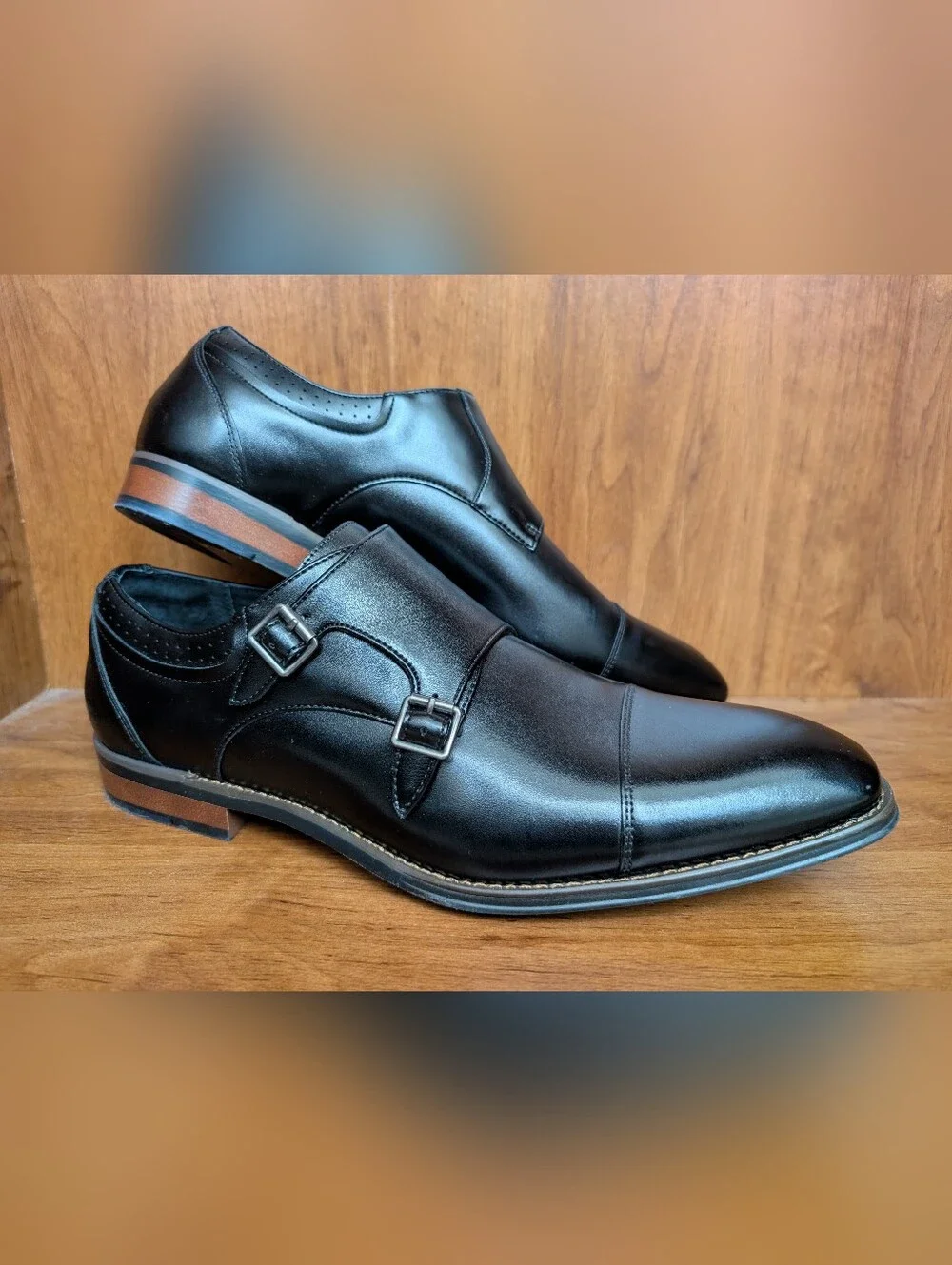 Stacy Adams Men's Bayne Cap Toe Double Monk Strap Shoes